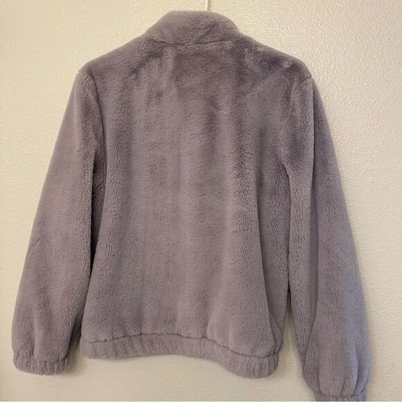 Cynthia Crowley faux fur jacket coat gray full zip bomber mobwife M - Picture 2 of 8